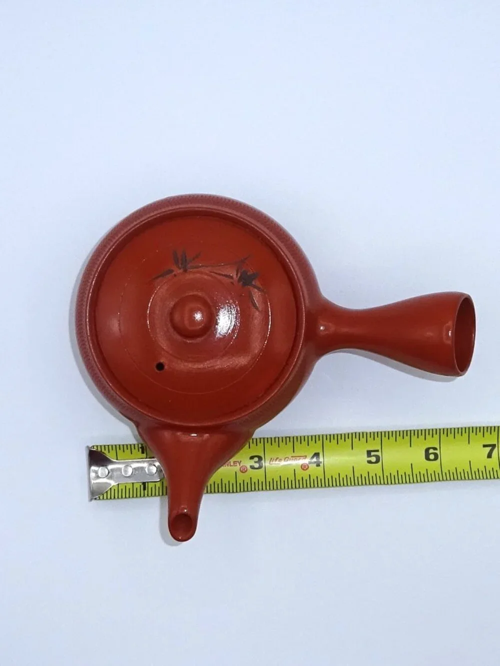 Japanese Tokoname Style Red Clay Kyusu Teapot Bamboo Motif Side Handle Tea Pot